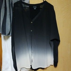 Black and white spiked sheer top